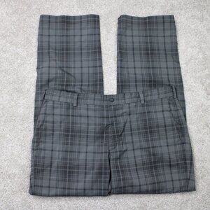 Nike Golf Pants Mens 38x32 Gray Tartan Plaid Tour Performance Dri-Fit Flat Front